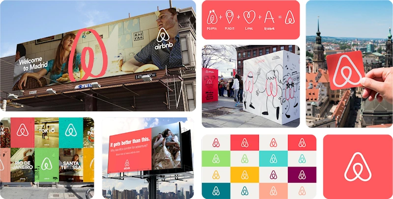 Showcasing Airbnb branding across multiple marketing platforms