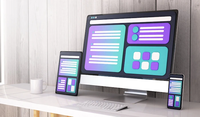 PC and mobile devices showing UX/UI layout design