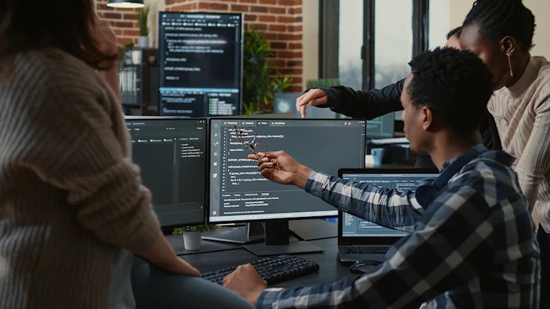 Office with people testing code